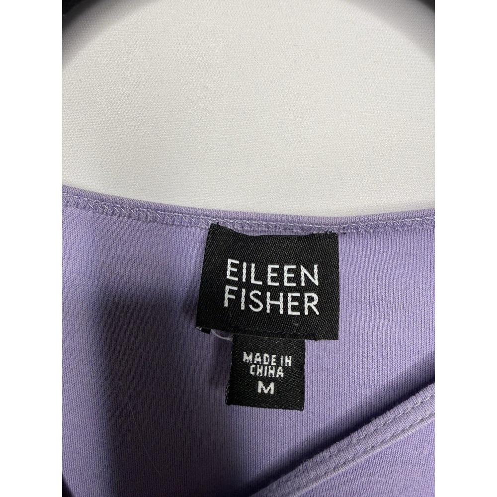 Eileen Fisher Women's M Purple Lavender 100% Cotton Crew Neck Short Sleeve Tee - Picture 4 of 8